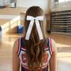 10 Pcs Long Tail Skinny Ponytail Holders, Long Tail Cheer Bows Elastic Band with Ponytail Holder Handmade Grosgrain Ribbon Hair Accessories for Cheerleading Teen Girls College Sports (White) view 3