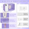 WELIDAY Initial Clear Makeup Bag, Birthday Gift Chenille Patch Cosmetic Bag view 2