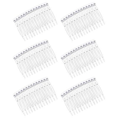 6 Pieces French Side Comb, 14 Teeth Clear Plastic Hair Side Combs, Decorative Hair Combs Clips for Women Girls Bridal Wedding Veil Fine Hairs