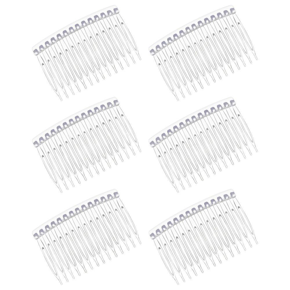 6 Pieces French Side Comb, 14 Teeth Clear Plastic Hair Side Combs, Decorative Hair Combs Clips for Women Girls Bridal Wedding Veil Fine Hairs