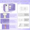 WELIDAY Initial Clear Makeup Bag, Birthday Gift Chenille Patch Cosmetic Bag view 2