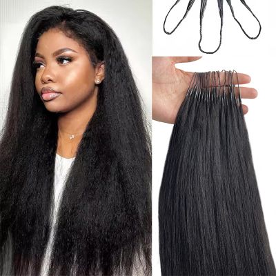 Human Crochet Hair for Black Women Pre Looped 50g Yaki Straight Feather Crochet Real Human Hair Extensions Reusable Invisible Pre-Separated Knotless 100% Virgin Human Hair Crochet Bundles 22 Inch