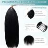 Human Crochet Hair for Black Women Pre Looped 50g Yaki Straight Feather Crochet Real Human Hair Extensions Reusable Invisible Pre-Separated Knotless 100% Virgin Human Hair Crochet Bundles 22 Inch view 3