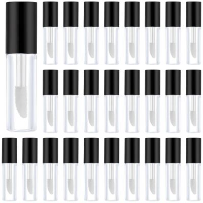 73 X 0.4 Inches Leak-Proof Design - 50 Pcs Clear Mini Lip Gloss Containers, 2 Ml Empty Coetic Sample Tubes with Black Cap, Portable Travel Size Lip Oil Vials with Soft Brush