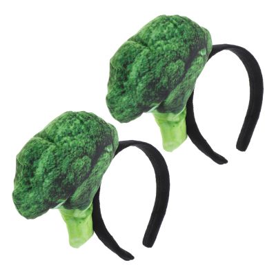 Ipetboom Vegetable Headbands for Women 2pcs Broccoli Cosplay Hair Accessories Face Washing Spa Holiday Headbands Halloween Party Hairbands