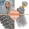 Grey Human Hair Bundles 18 Inch Deep Wave Bundles 12A Human Hair 100% Unprocessed Brazilian Virgin Hair Quick Weave Extensions Grey Hair for Women view 4