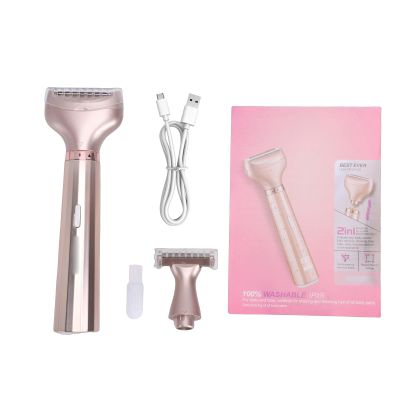 Mingzhe Women Electric Shaver 2 in 1 Dual Head Hair Trimmer 7000RPM Rechargeable Hair Removal Device with 2 Replaceable Heads IPX6 Fully Washable Heads (Rose Gold)