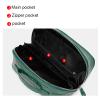 AIDRANI Genuine leather cowhide women's makeup bag, jewelry box, storage bag, large-capacity toiletries bag, pillow-shaped toast bag, travel handbag (Emerald Green,crocodile pattern) view 4