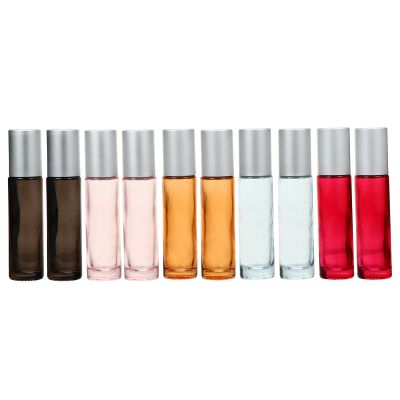 TOYANDONA 10pcs 10ml Glass Roller Bottles Essential Oil Refillable Perfume Bottles with Silver Caps, Colorful Cylinder Design, Suitable for Aromatherapy and Travel Storage