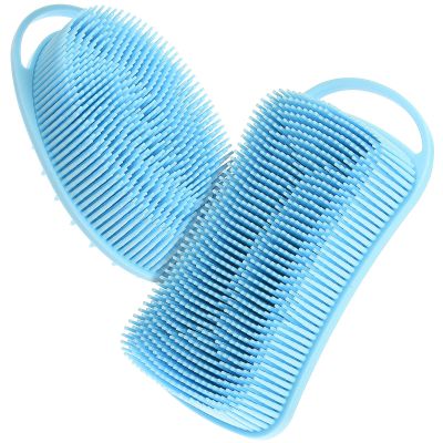 OSALADI 2pcs Silicone Shower Body Scrubber Bath Brush Set Oval Square Exfoliating Brushes with Hanging Loop for Men and Women Skin Cleansing in Shower