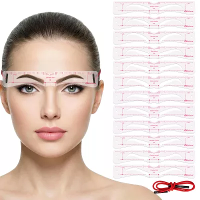 12 Pcs Eyebrow Stencils for Shaping, 12 Styles Reusable Eyebrow Template Kit with Elastic Band, Soft Plastic Brow Stencil Tools for Beginners & DIY Makeup (Clear)