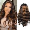 Prisyfab Headband Wig Human Hair Body Wave Headband Wigs for Black Women human hair 1b/30 color Wear and Go Glueless Wig 100% Brazilian Virgin Human Hair Headband wig 150% Density(16inch) view 1