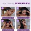 Prisyfab Headband Wig Human Hair Body Wave Headband Wigs for Black Women human hair 1b/30 color Wear and Go Glueless Wig 100% Brazilian Virgin Human Hair Headband wig 150% Density(16inch) view 4