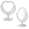 Alipis Double-Sided Cosmetic Mirror 2pcs Set Rotatable Tabletop Vanity Mirrors in Beige Heart Oval Shapes Desktop Makeup for Personal Care and Dressing Table Use view 1