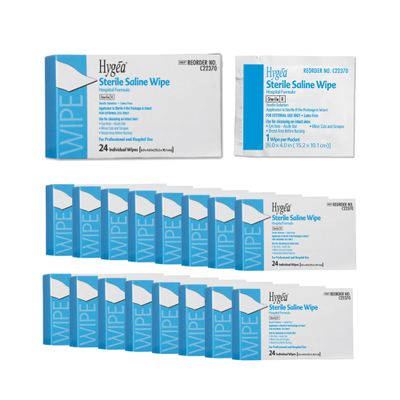 Sterile Saline Wipes, 576 Count, Individually Wrapped Saline Wipes for Eye Cleansing, Newborns, Kids & Piercing Aftercare, Gentle Skin & Wound Cleansing | Case Pack (24 Boxes)