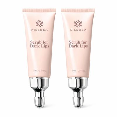 KissBea Lip Scrub for Dark, Uneven-Looking Lips, Gentle Sugar Lip Exfoliator for Dry Lips, Balm-Textured Lip Care, 2 Pack, 0.51 fl oz Each