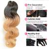 JYZ Hair Body Wave Mix 1B T27 Color Crochet Human Hair Pre-Separated Invisble Micro Loop Human Crochet Hair Extensions Seamless and Knotless Feather Crochet Human Hair 12" 200 Strands(4 Pack 240g) view 2