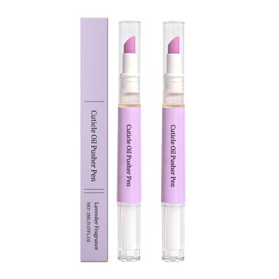 3-in-1 Ceramic Cuticle Pusher and Oil Pen, Gentle Cuticle Remover for Dry and Damaged Nails and Hangnails, Portable Nail Care Tool with Lavender Oil to Moisturize, Strengthen and Brighten (2 PCS)