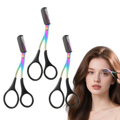 Eyebrow Trimmer Scissor with Comb, Curved Eyebrow Scissor