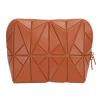 Pongnas Foldable Standing Makeup Bag for Travel with 2 Dividers Hard Base One Press Open Compact Cosmetic for Women Space Saving Nylon Toiletry Case in Brown view 1