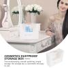 TINEASUR Cosmetic Storage Box with Lid, Dustproof Makeup Organizer for Vanity, Plastic Desktop Cabinet for Skincare and Jewelry Storage, White view 3