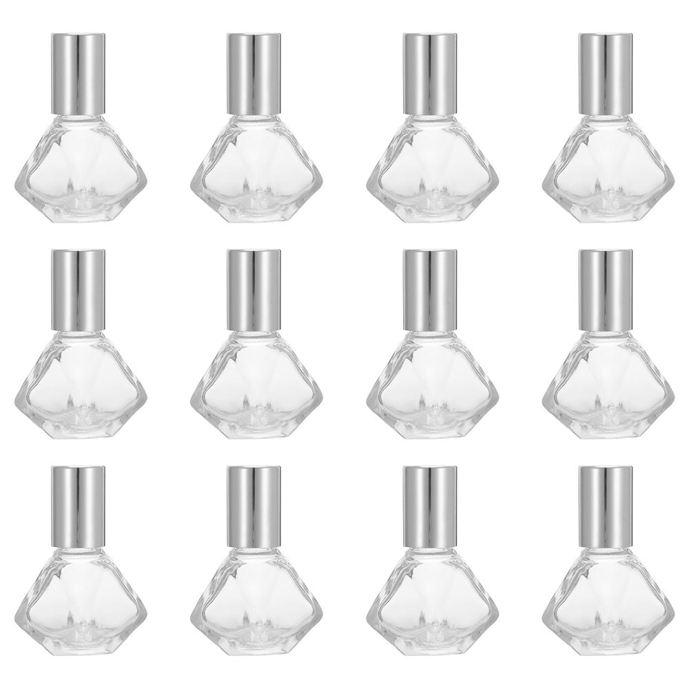 TEHAUX 12pcs 8ml Glass Essential Oil Roll-on Bottles Refillable Perfume Bottle Kit with Silver Cap and Stainless Steel Roller Ball for Travel and Aromatherapy Use