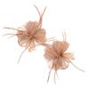 Ciieeo 2pcs Nude Pink Plume Hair Clips for Women Small Vintage Boho Hair Barrettes with Linen Texture for Weddings Dance Parties view 1