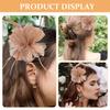 Ciieeo 2pcs Nude Pink Plume Hair Clips for Women Small Vintage Boho Hair Barrettes with Linen Texture for Weddings Dance Parties view 3