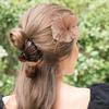 Ciieeo 2pcs Nude Pink Plume Hair Clips for Women Small Vintage Boho Hair Barrettes with Linen Texture for Weddings Dance Parties view 4