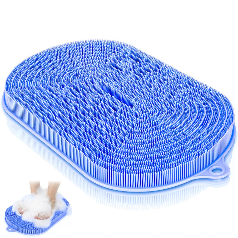 Shower Foot Scrubber Mat 21.3" x 14", Extra Large Silicone Foot Cleaner