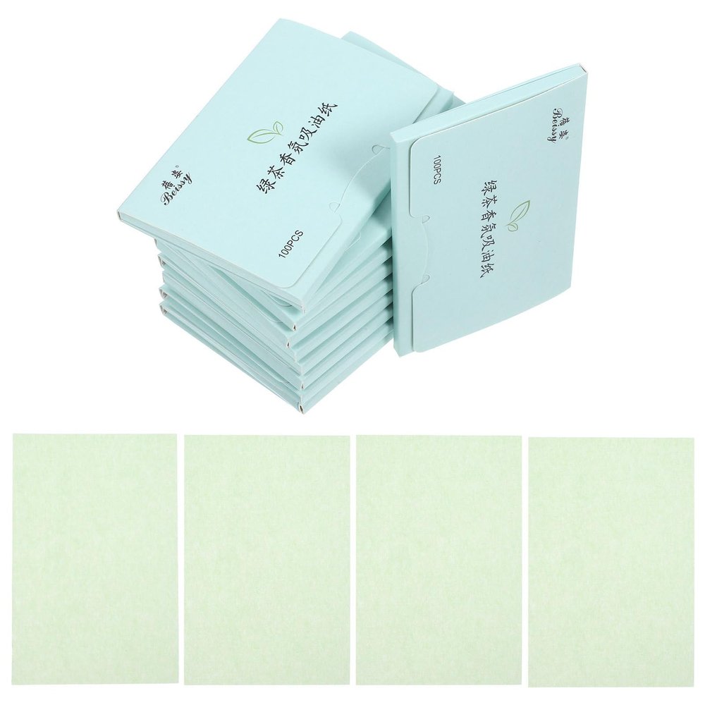LIFKOME Oil Absorbing Facial Blotting Paper 1000pcs 10 Boxes Natural Green Tea Scented Oil Control Sheets for Oily Skin Care and Makeup Touch-up