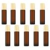 NULYLU 10pcs 10ml Frosted Brown Thick Glass Roller Bottles with Steel Ball and Wood Lid Essential Oil Liquid Dispenser Travel Refillable Containers view 1