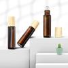 NULYLU 10pcs 10ml Frosted Brown Thick Glass Roller Bottles with Steel Ball and Wood Lid Essential Oil Liquid Dispenser Travel Refillable Containers view 4