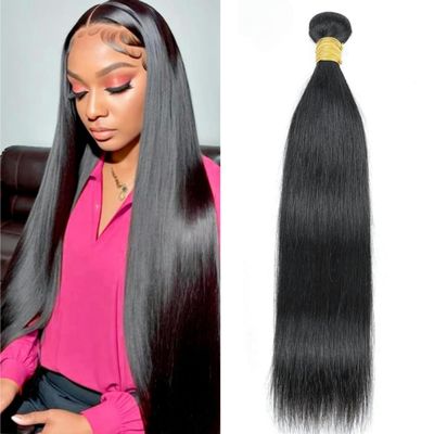 One Bundle Straight Human Hair 100g/Pack 24 Inch 12A Unprocessed Black Double Weft Quick Wave Extensions for Women