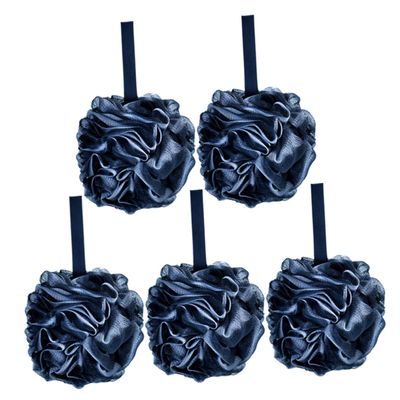 DOITOOL 5pcs Charcoal Gradient Black Bath Loofahs 60g Soft Exfoliating Shower Poufs for Travel and Household Bathing