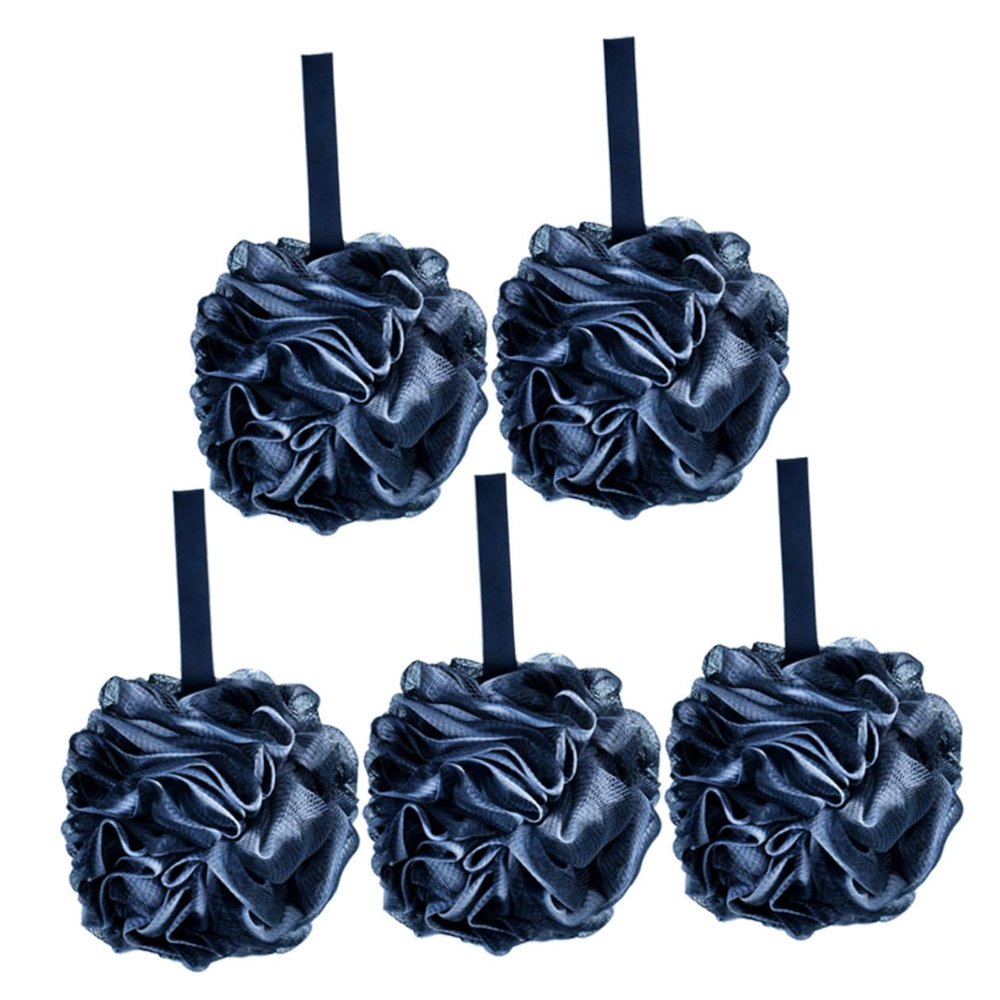 DOITOOL 5pcs Charcoal Gradient Black Bath Loofahs 60g Soft Exfoliating Shower Poufs for Travel and Household Bathing
