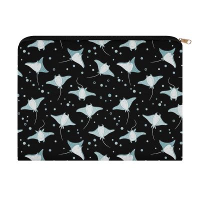 FOSKERV Travel Makeup Bag, Large Capacity Cosmetic Bags Washable, Women's Reusable Beauty Toiletry Pouch for Travel, Daily Use, Cute Stingrays Sea Animals Blue Stingray