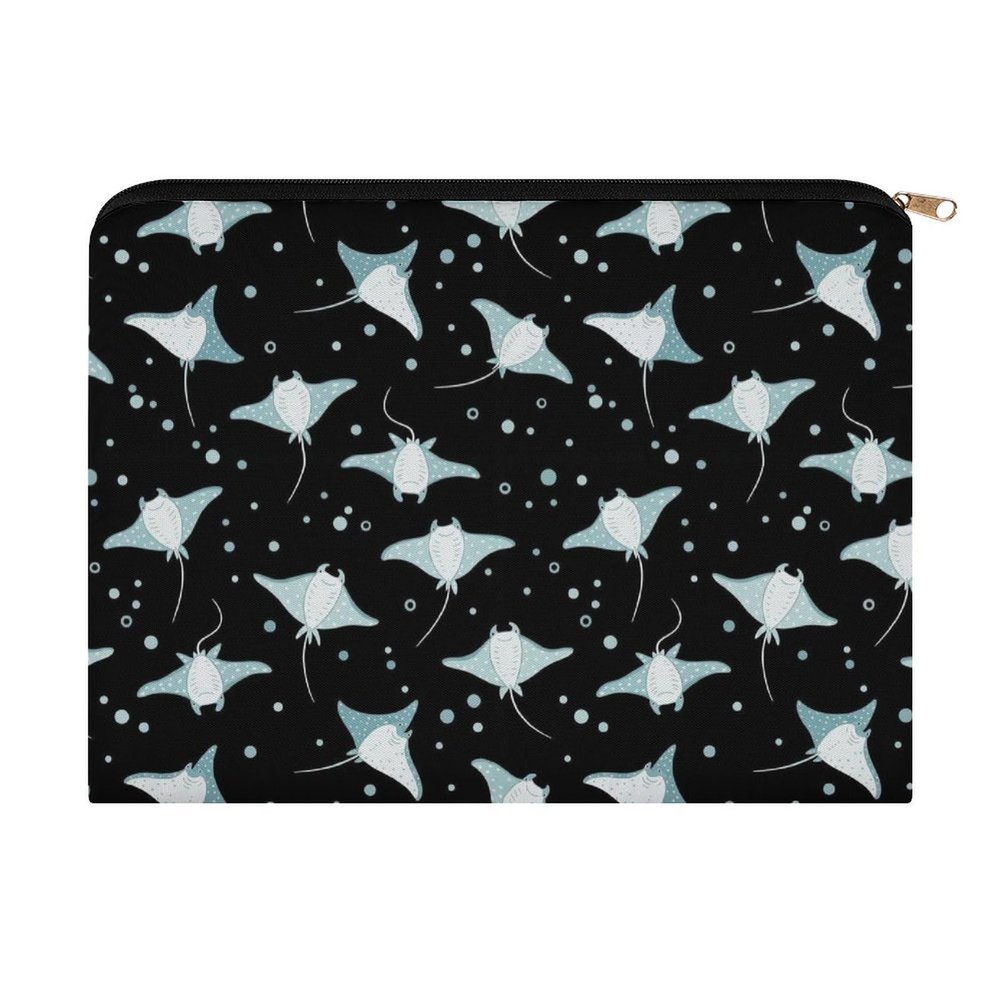 FOSKERV Travel Makeup Bag, Large Capacity Cosmetic Bags Washable, Women's Reusable Beauty Toiletry Pouch for Travel, Daily Use, Cute Stingrays Sea Animals Blue Stingray