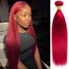 Condescension 1 Bundle Human Hair 28 Inch Straight Wave Human Hair Single Bundle 100g/Pc Pure Sliver Red Unprocessed Brazilian Virgin Quick Weave Hair Bundle for Black Women view 1