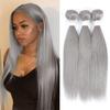Xddnamei 300g Human Hair Bundles Sliver Grey Straight Wave Bundles Human Hair 22 24 26 inch Inch 12A Unprocessed Brazilian Sewn In Quick Weave for Black Women view 1