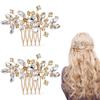 2Pcs Bridal Wedding Hair Comb, Gold Rhinestone Hair Piece, Gold Sparkle Crystal Hairs Accessories for Bride Bridesmaids Women Girls Wedding Party view 1