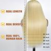 Stybee 34 Inch 13x6 Hd Lace Front Wigs Human Hair 200% Density Straight Blonde Lace Front Wigs Human Hair Real Virgin Hair Easy to Bleach and Dye No Bad Smell True Length Longer Lifespan Pre-Plucked view 3