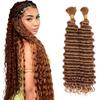 Giginger 30 Dark Brown Deep Braiding Human Hair 2 Bundles Per 50g 24 Inch Braiding Hair No Weft Brazilian Virgin Deep Curly Human Hair Braiding for Boho Braids view 1