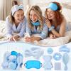 Suncalla 54 Pcs Spa Sleepover Party Supplies Include Bow Headband Eye Mask Bath Towel Scrunchies Hair Clip Comb Powder Puff Mirror Gift Bags for Women Girls Slumber Party Favors (Sky Blue) view 4