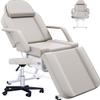 EITPETPORT Facial Chair Tattoo Chair for Client, Facial Bed Esthetician Adjustable Massage Table with Headrest & 360 Rolling Stool, Lash Bed for Salon Spa Barber Massage Equipment, Light Gray view 1