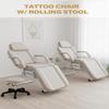 EITPETPORT Facial Chair Tattoo Chair for Client, Facial Bed Esthetician Adjustable Massage Table with Headrest & 360 Rolling Stool, Lash Bed for Salon Spa Barber Massage Equipment, Light Gray view 2