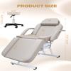 EITPETPORT Facial Chair Tattoo Chair for Client, Facial Bed Esthetician Adjustable Massage Table with Headrest & 360 Rolling Stool, Lash Bed for Salon Spa Barber Massage Equipment, Light Gray view 3