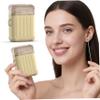 Nuiorfty Ear Hole Cleaner, 240PCS Minty Piercing Cleaner Floss with Gentle Solution, Neutralize Odors Remove Piercing Cleaning Kit for Women Men Beige view 1