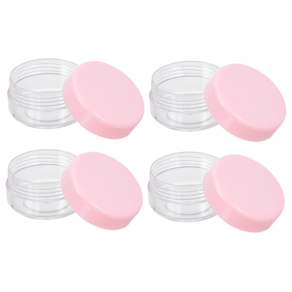 SOIMISS 100pcs Pink 10g Capacity Plastic Cosmetic Cream Jars with Lids Portable Travel Storage Containers for Makeup and Skincare Samples