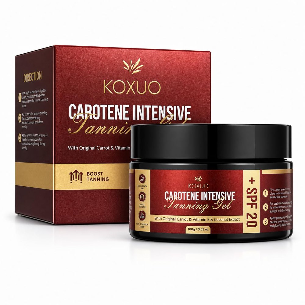 Carotene Tanning Gel for Deep Natural Tan Tanning Accelerator with Coconut Oil, Carrot Extract & Vitamin E Bronzing Body Moisturizer for Indoor & Outdoor Use 100g